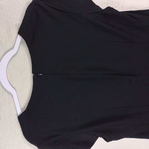 Hal Rubenstein Black Leather Rayon Square Neckline Short Sleeve Waist Length Top - Picture 8 of 13